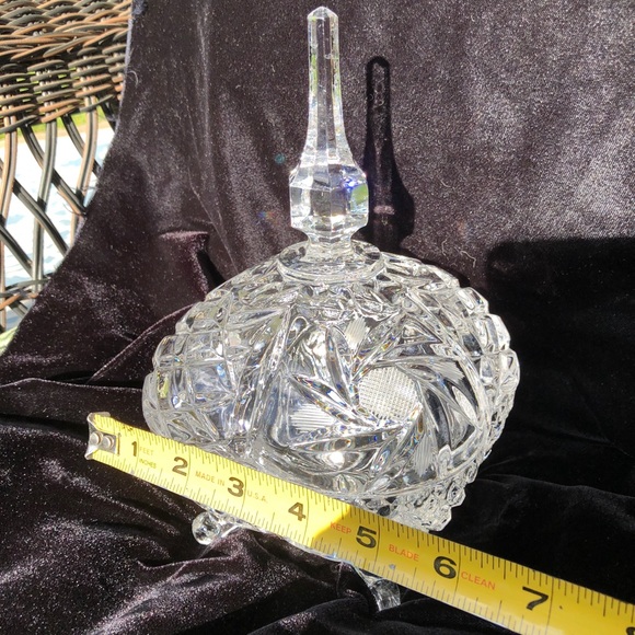 Vintage Lead Crystal Footed Candy Dish With Lid - Picture 11 of 14